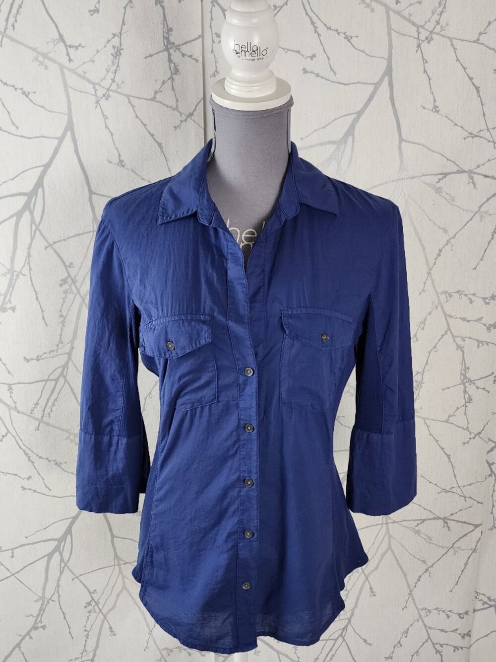 Standard James Perse Cobalt Blue Cotton Button Front Blouse